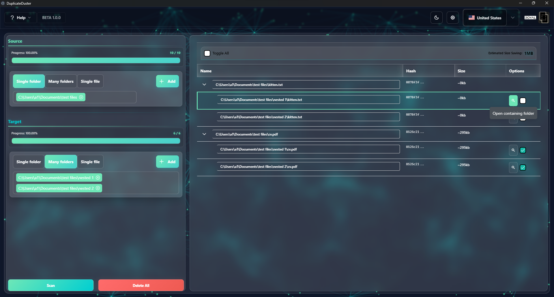 Clean data organization dark theme