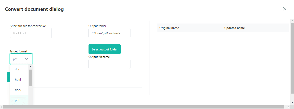 File Convert dialog