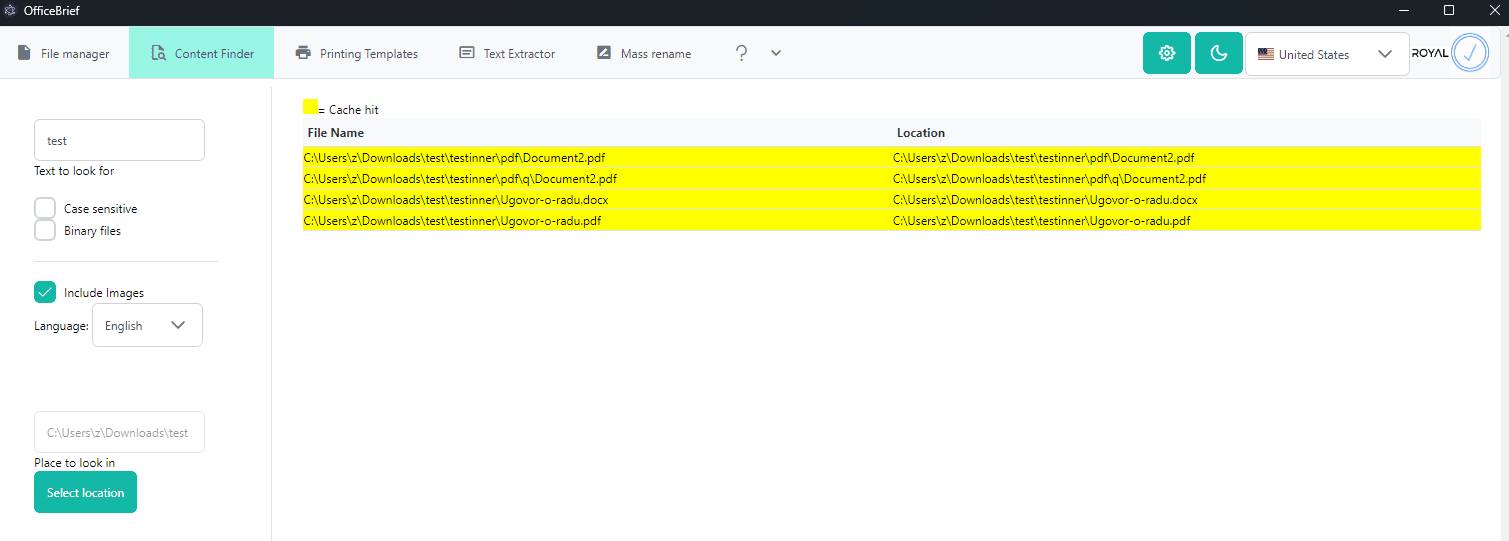 Content Scan with cache hits
